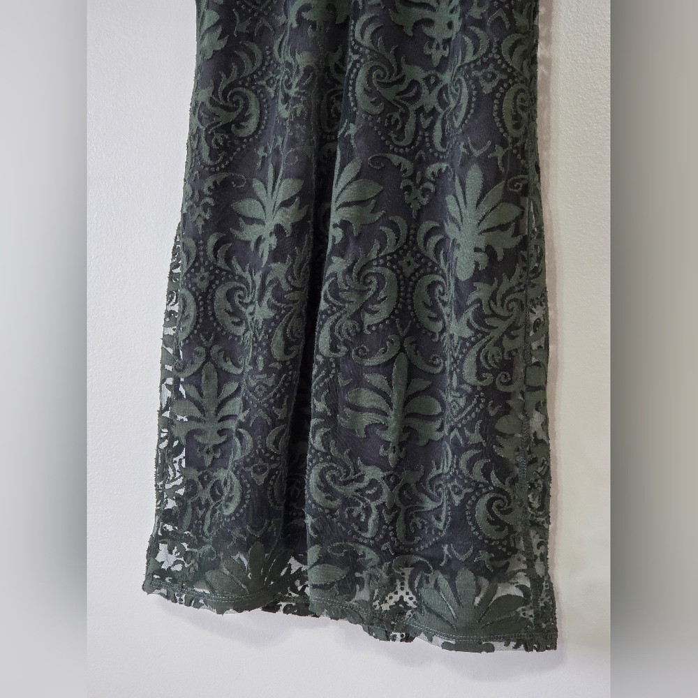 Dex Emerald Green+Black Damask Mesh Mini Dress Sz S Whimsigoth - Picture 10 of 16